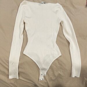 Abercrombie & Fitch Cream Ribbed Bodysuit